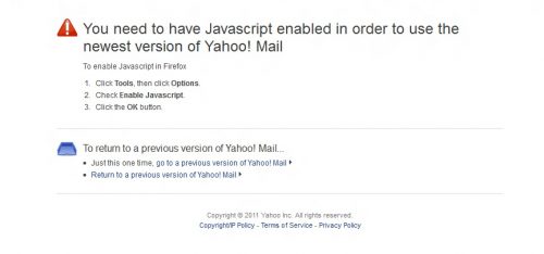 Yahoo Mail Javascript error