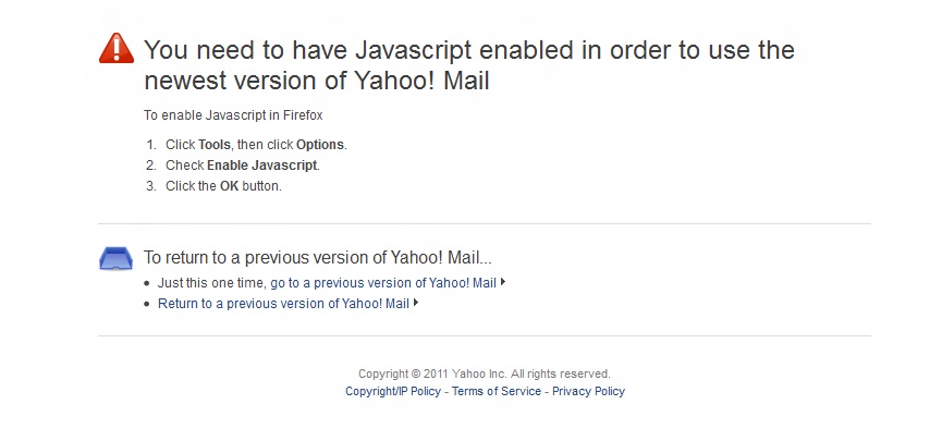 yahoo javascript error