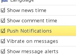 Facebook java push notifications