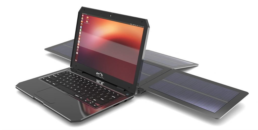 sol laptop with solar panels