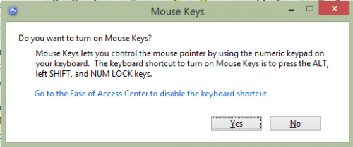 mouse keys popup windows