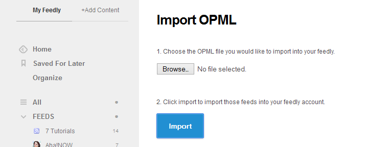 feedly import opml nextgen
