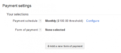 add new form of payment adsense