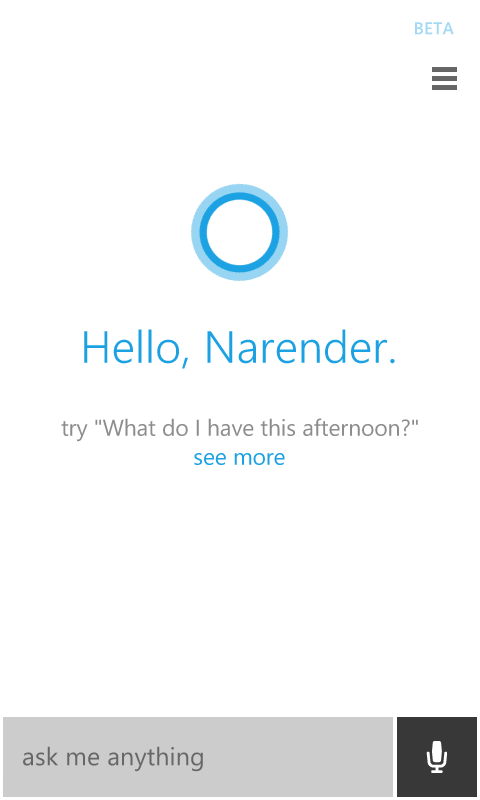 cortana hello