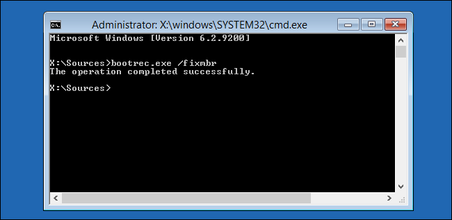 cmd bootrec fixmbr
