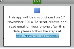 Nokia Messaging Service Discontinue Warning