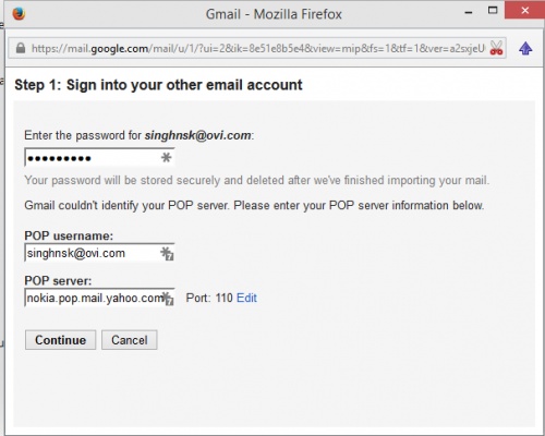 Importing NokiaMail to gmail