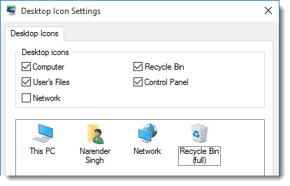 desktop icon settings windows10