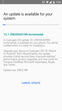 CyanogenOS 13.1_Update Notification