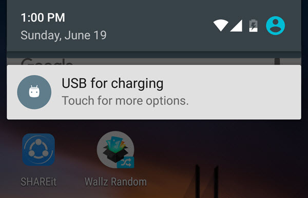 USB for Charging Notification