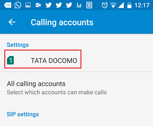 calling account settings