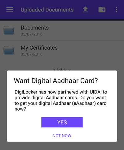 Digital Aadhar DigiLocker App
