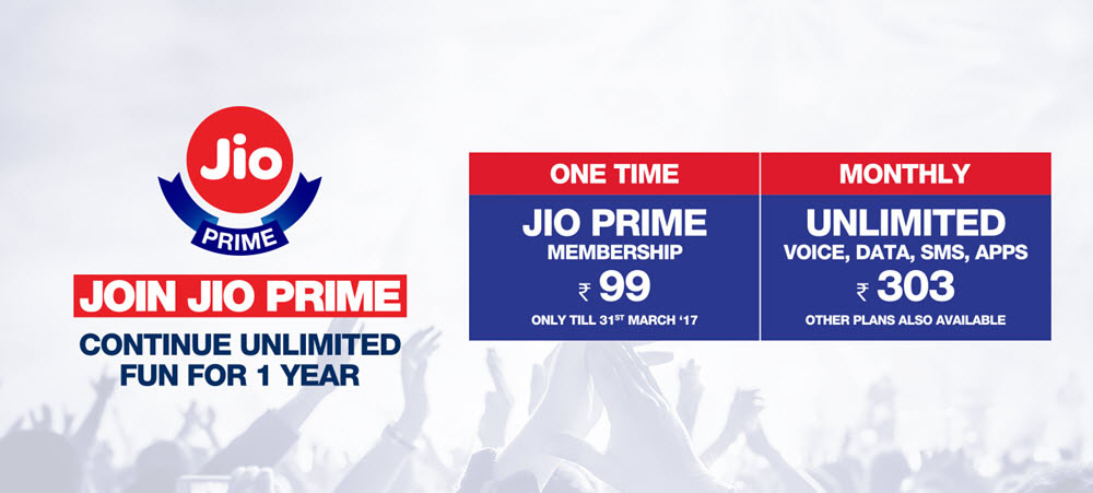 Jio Prime 99 303 1 year unlimited fun