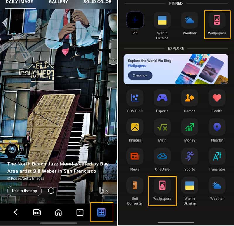 Microsoft Start app to set daily Bing wallpaper