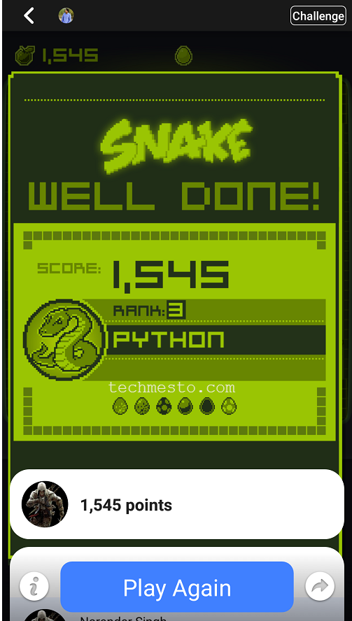 Snake Facebook Score Python