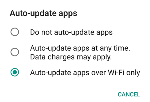 auto-update apps settings