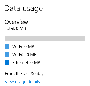 Windows 10 Data Usage stuck 0 MB