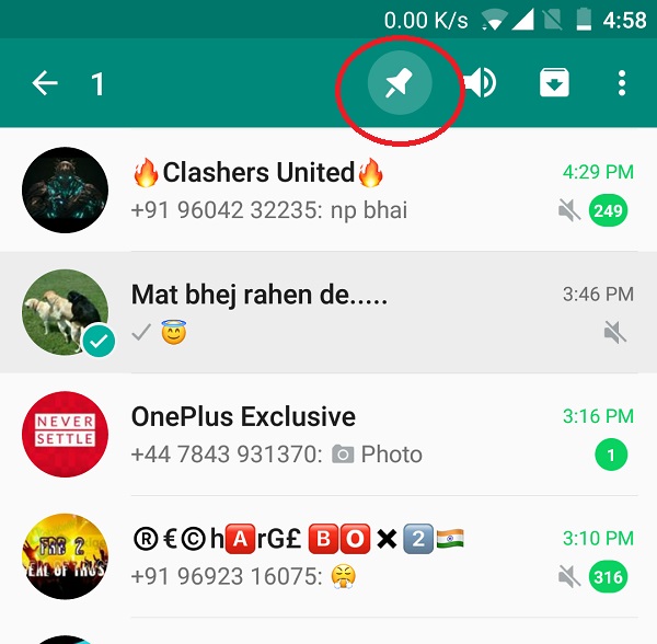 Chat pin whatsapp
