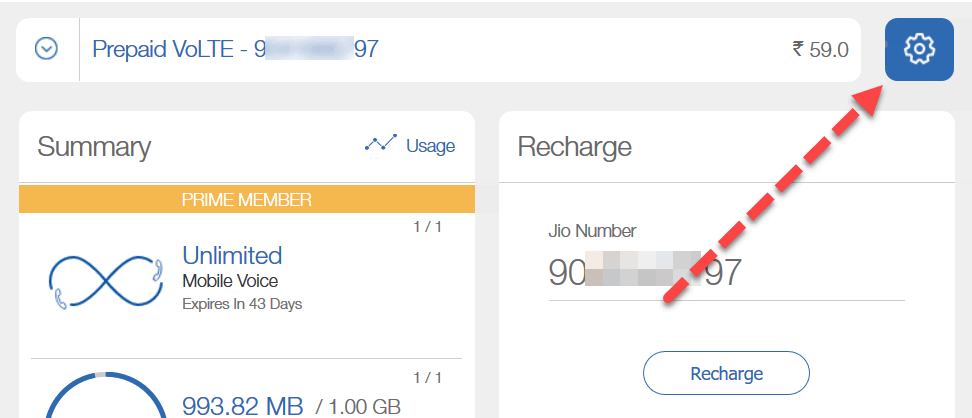 Jio Account Settings to Suspend Resume Service