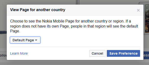 View Facebook page for another country [popup]