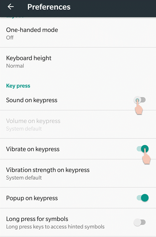 Gboard preferences on Nokia 6