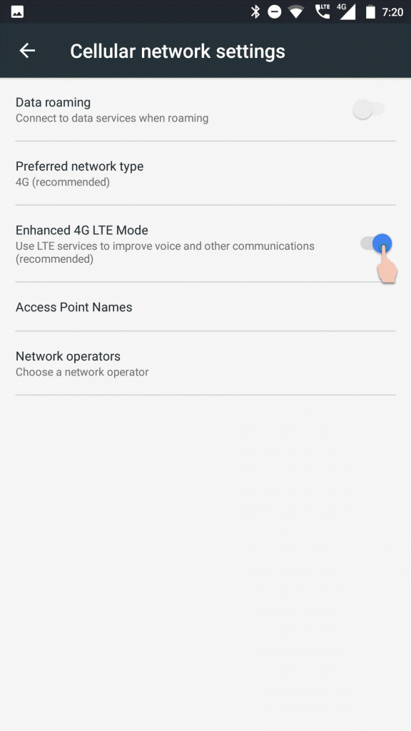 Nokia 6 cellular network settings