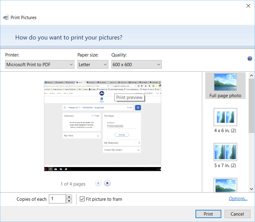 Print Pictures Dialog