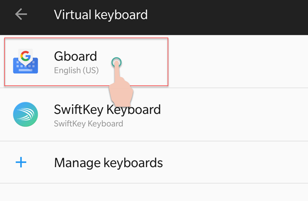 Virtual keyboard settings