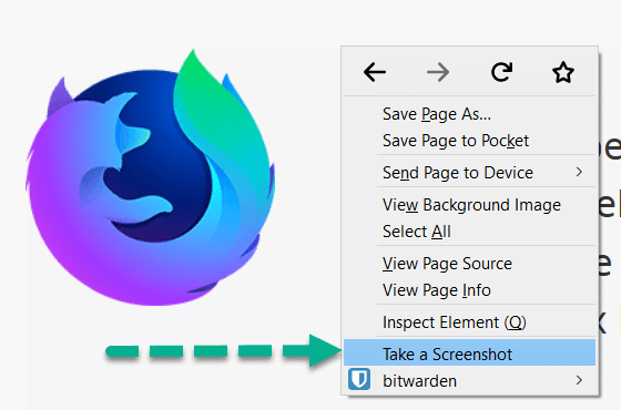 Take a screenshot - Firefox context menu