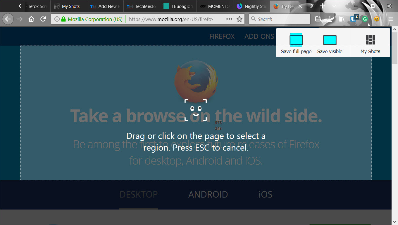 Firefox Screenshots