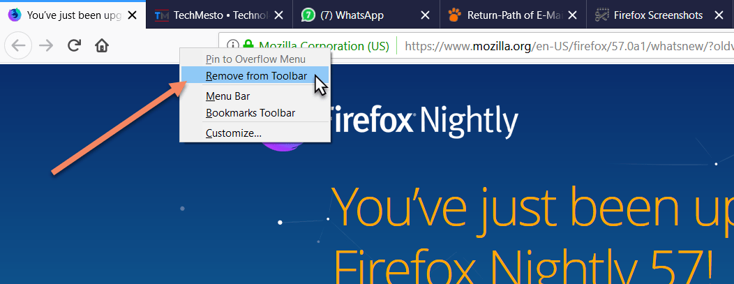 Remove Flexible Space from Firefox