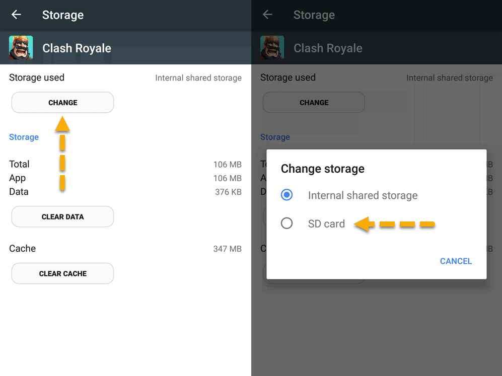 change app storage