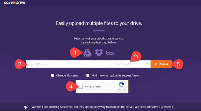 Save to Drive service to save internet files to Google Drive, DropBox and Box