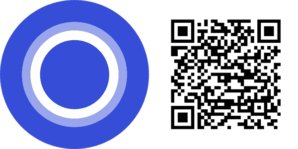 Cortana Google Play Logo and qr code