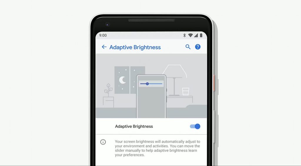 Adaptive brightness setting in Android P