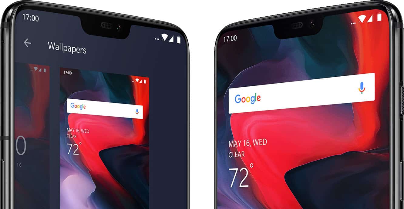 OnePlus 6 with the notch area