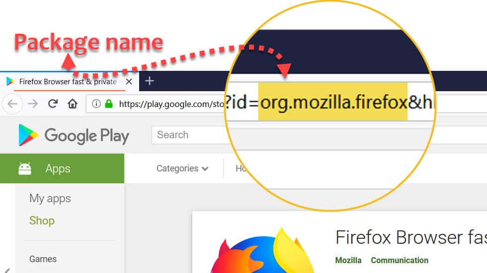 Play Store package name in URL