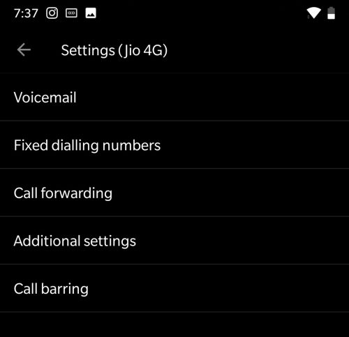 All call settings in OnePlus 6