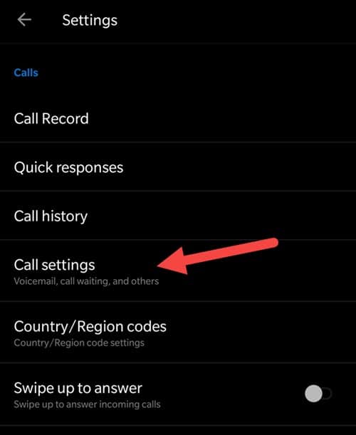 call settings in OnePlus 6