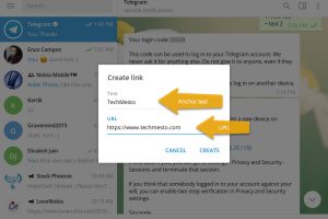 Create link in Telegram Desktop