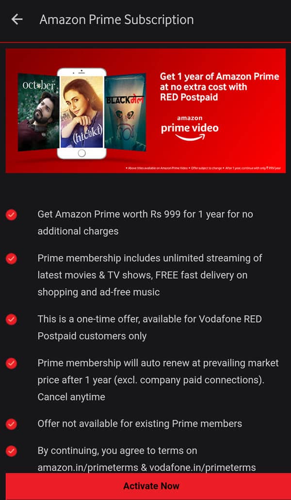 Activate free Amazon Prime in Vodafone Play