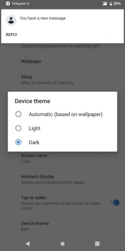 Device Theme setting in Android Pie