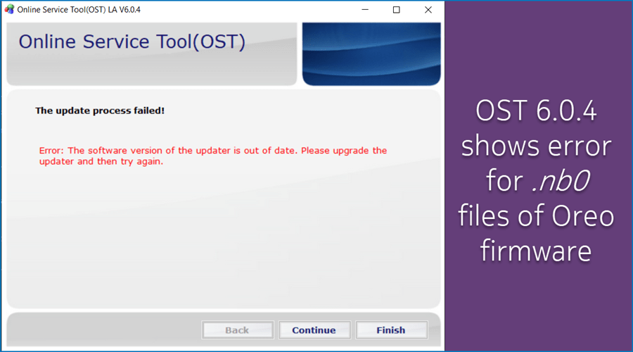 Software updater out of date error on OST 6.0.4