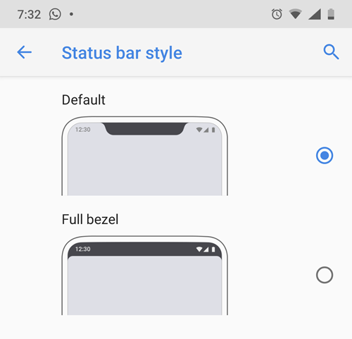 Status bar style hidden setting on Nokia 8.1