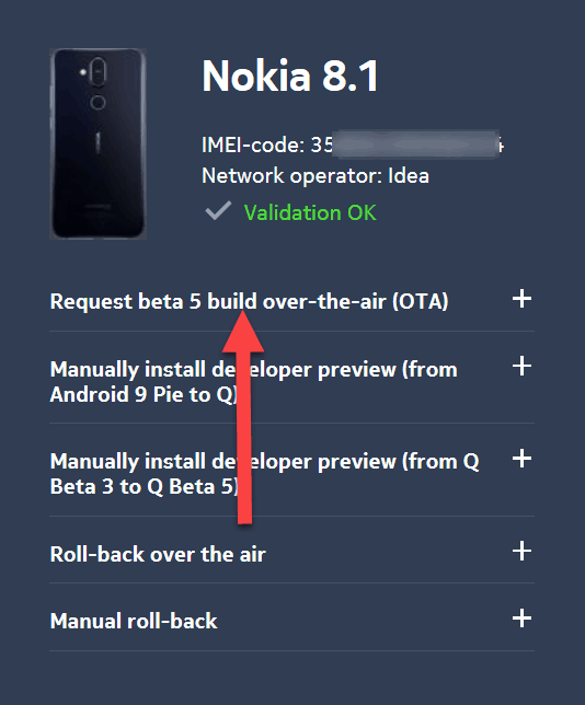 Android Q beta OTA update for Nokia 8.1