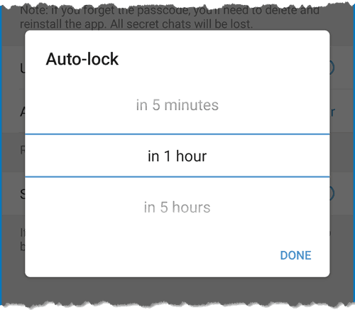 Auto-lock interval for Telegram passcode