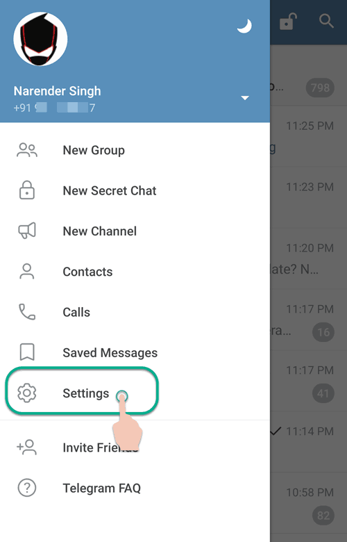 Open Telegram Settings