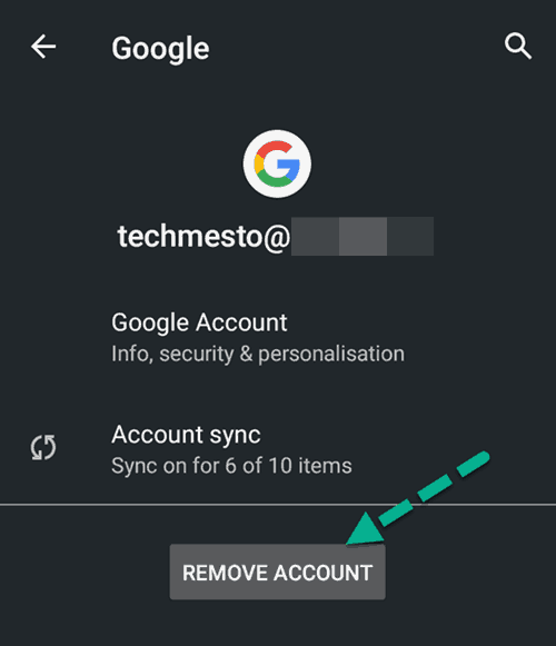 Remove Google Account from device