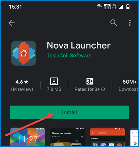 Install Nova Launcher from Play Store