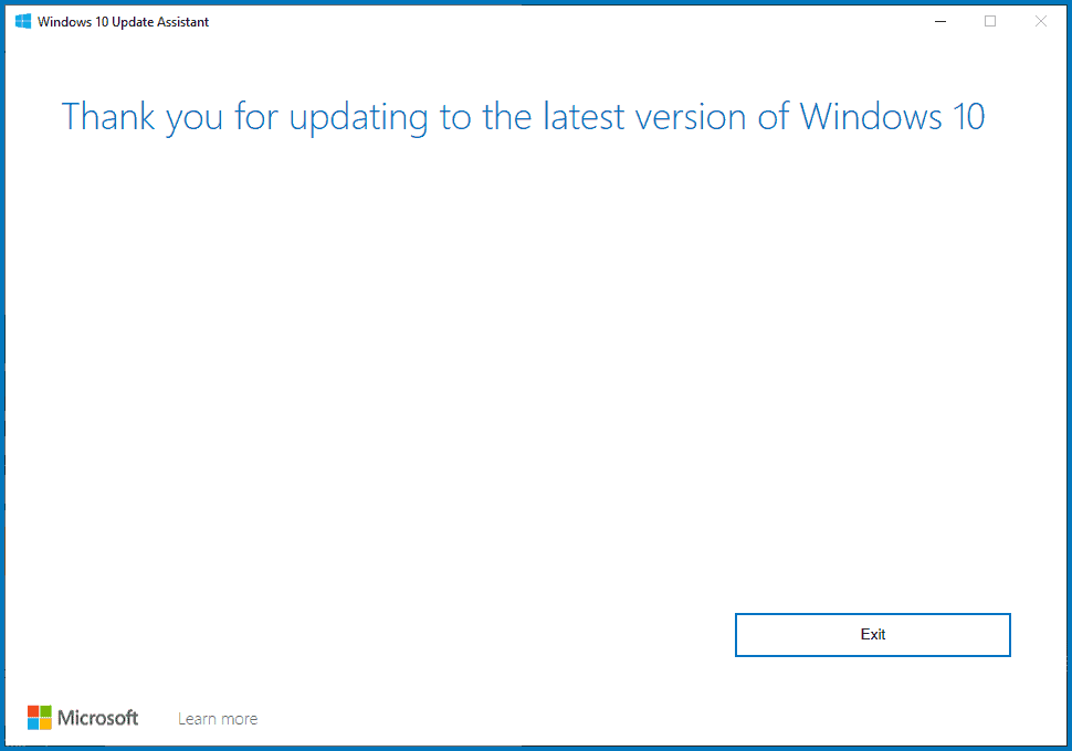 Windows Update complete notification by Update Assistant